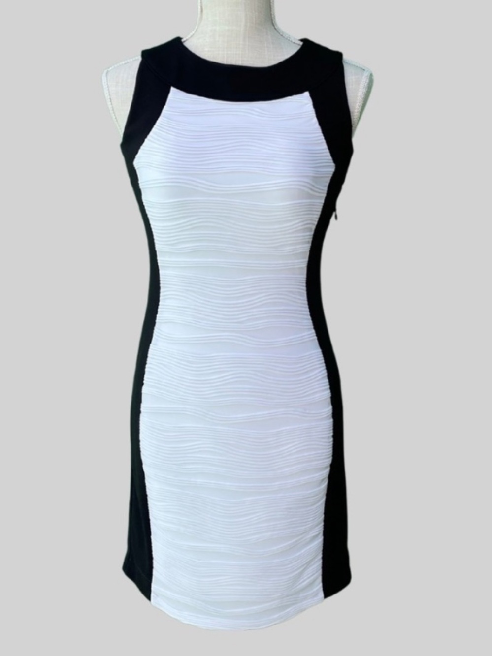 Calvin Klein Black & White Sleeveless Bodycon Dress | 2P | Colorblock